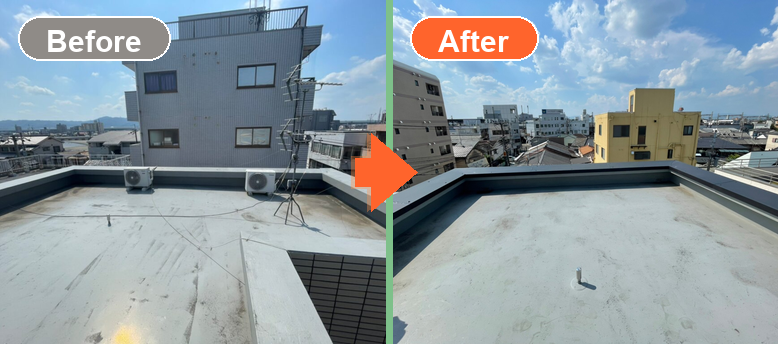 防水の膨れと笠木板金補修 before→after写真